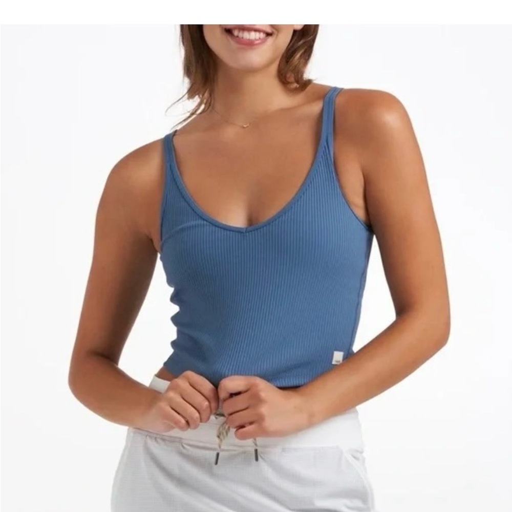 Vuori Slate Blue Ribbed Tank Top